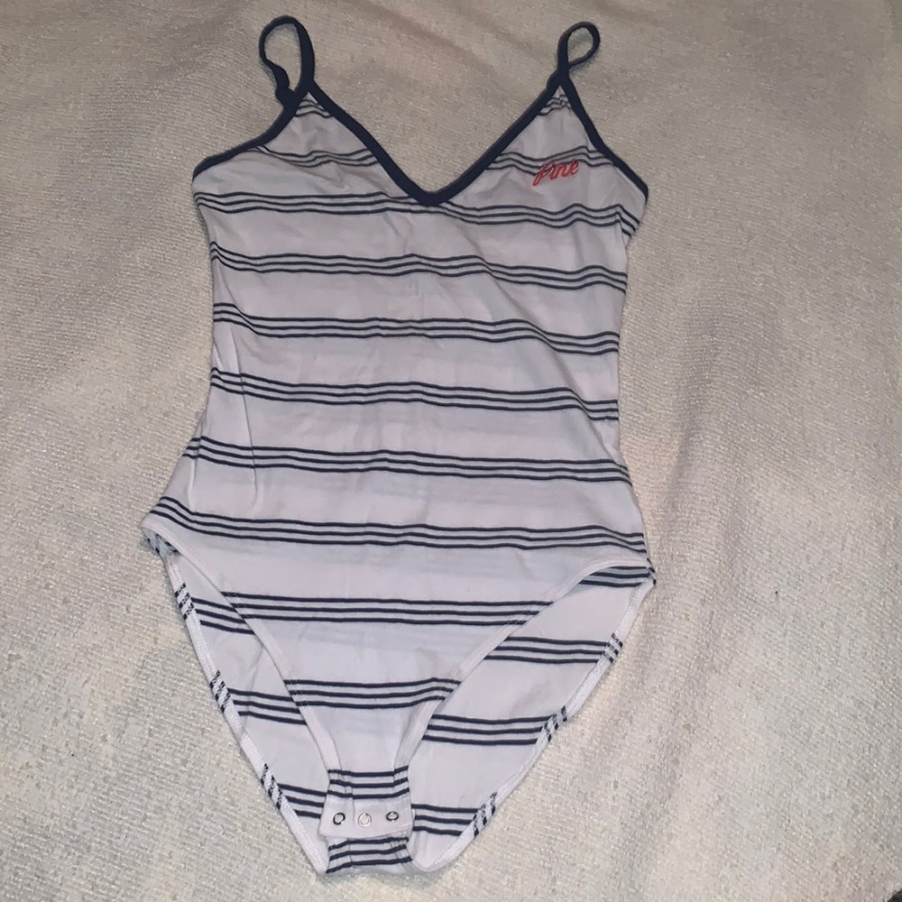 NWOT VS PINK v-neck striped bodysuit